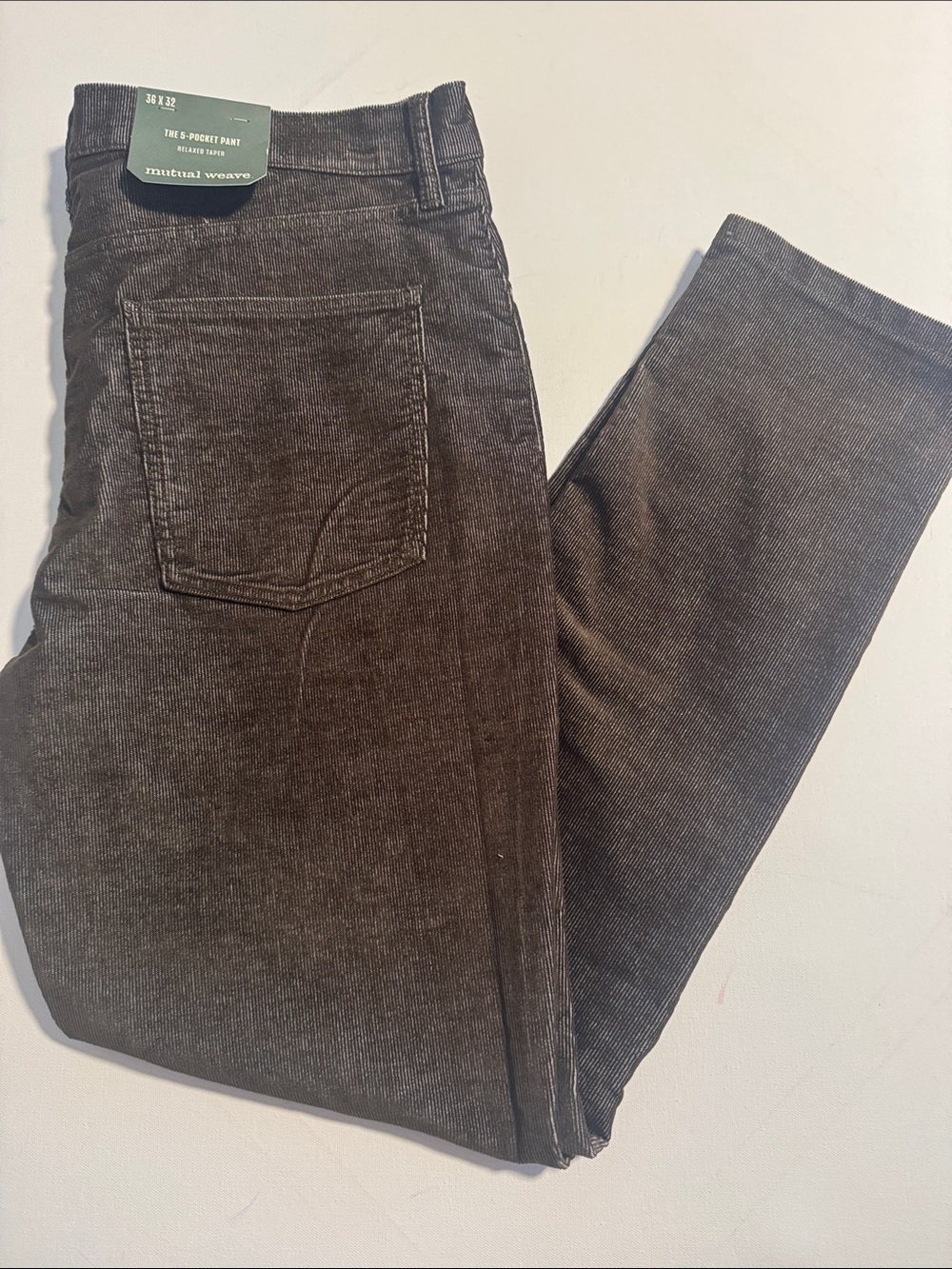 Corduroy Pants Mens 36 32 Green Relaxed Taper Mutual Weave